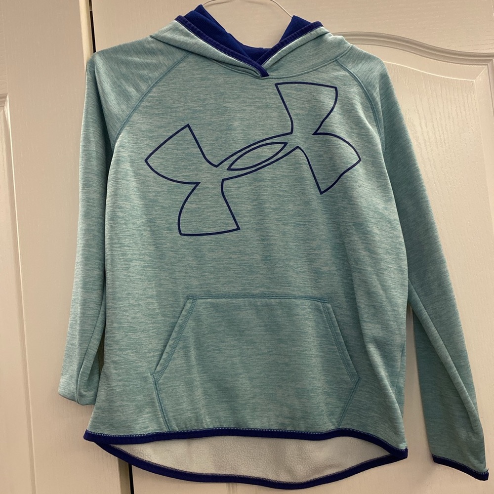 navy and light blue under armor hoodie